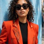 Confident young woman in sunglasses against a bright city wall, bold fashion look, for attitude quotes for girls.