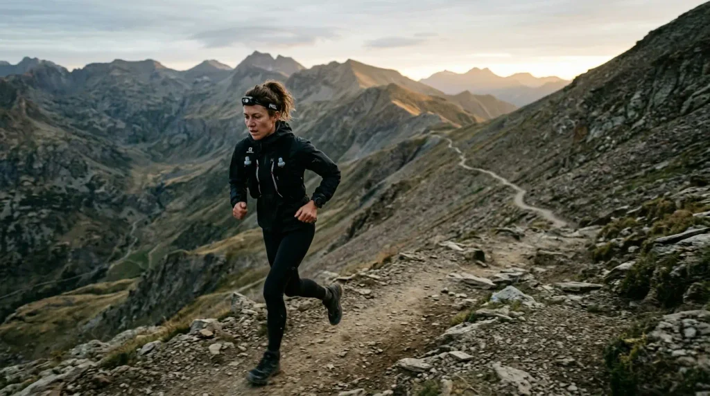 : runner continuing along a difficult trail representing persistence